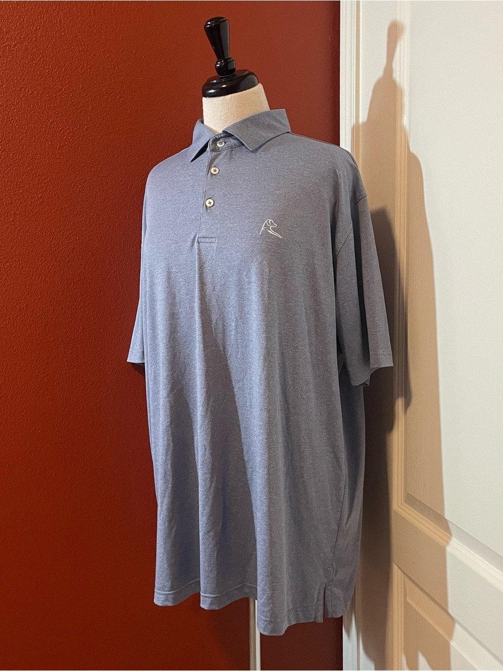 Rhoback Men’s Performance Stretch Blue Lightweight Breathable Golfing Polo Shirt